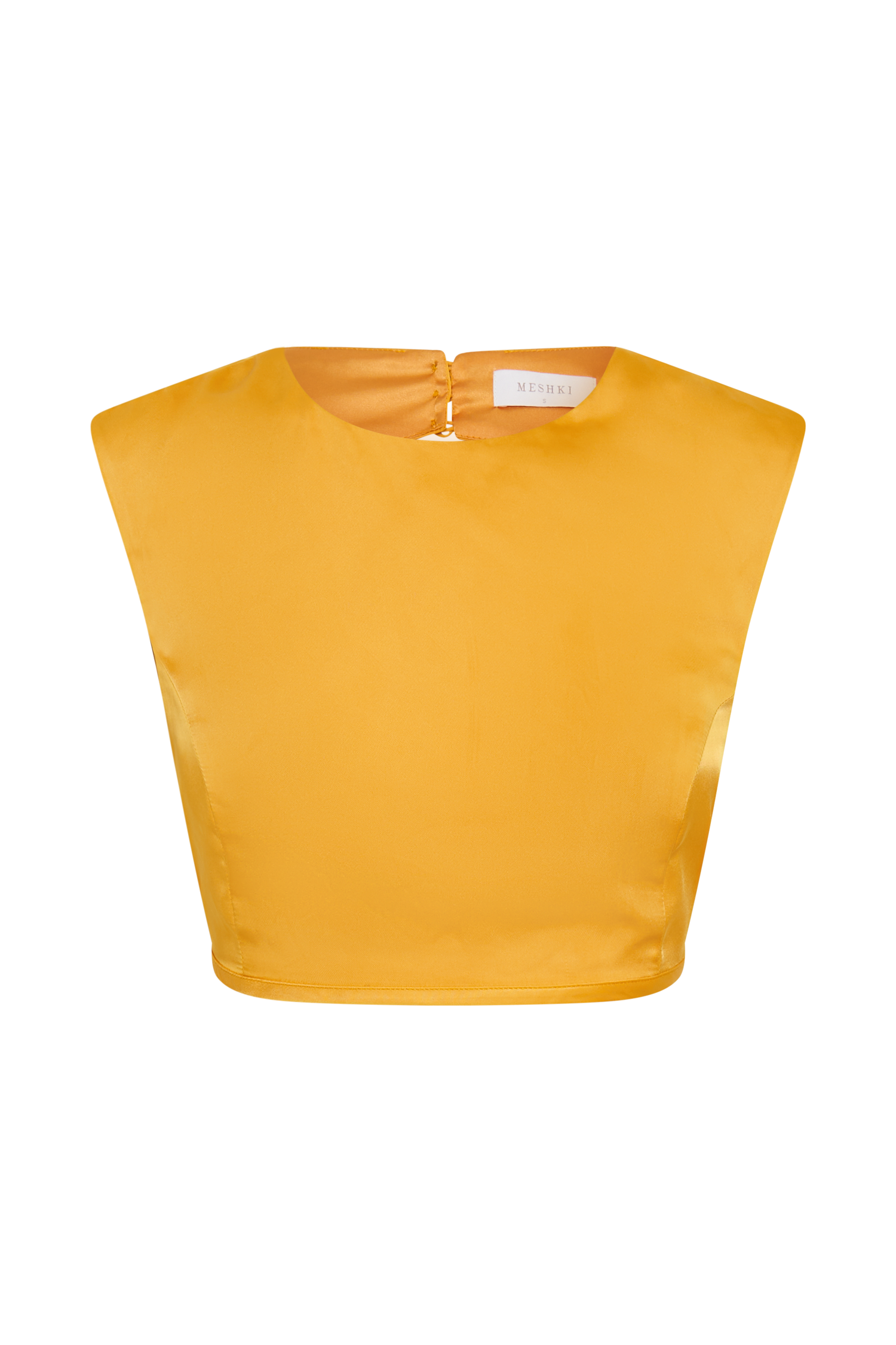 Viviana Satin Sleeveless Crop Top - Tangerine